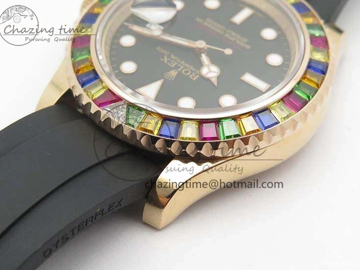 0209 GoodFit Yacht-Master 40mm 116695SATS BP Maker Best Edition Crystal Bezel On Black Rubber Strap Swiss ETA 3555